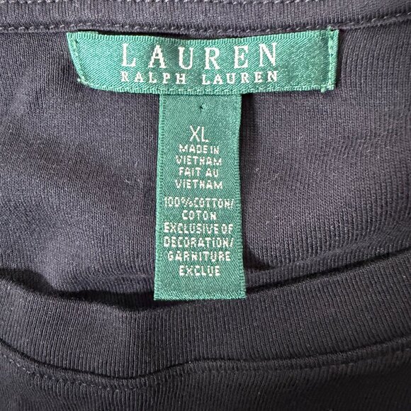 Lauren Ralph Lauren Black 100% Cotton Long Sleeve Shirt Sz XL - Picture 2 of 6